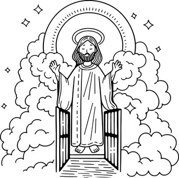 Jesus prays at the gates of heaven outline