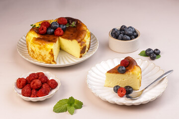 Homemade Basque Burnt Cheesecake or San Sebastian Cheesecake