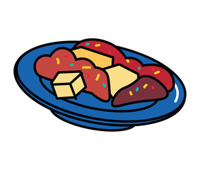 China product of food colorful set. The design showcases mouthwatering khinkali, beautifully crafted and bursting with flavor, against a clean white backdrop. Vector illustration.