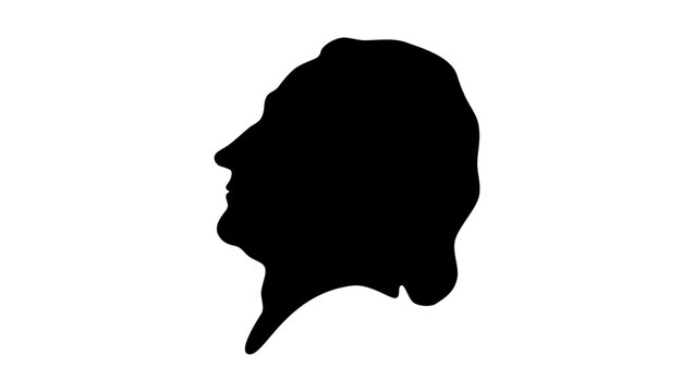 Gotthold Ephraim Lessing, black isolated silhouette