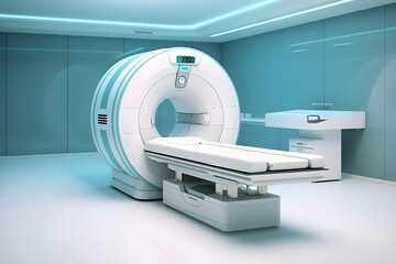 Untersuchung im MRT, medizinisches Gerät, Kernspintomograph, Krankenhaus, erstellt mit generativer KI - 696298046