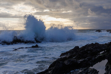 Ocean view over sunset