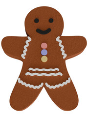 Gingerbread man with frosting. 3D rendering.