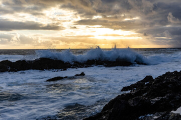 Ocean view over sunset