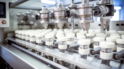 Intricate machinery in a pharmaceutical production facility operates with precision, contributing to the creation of medications, state-of-the-art equipment.