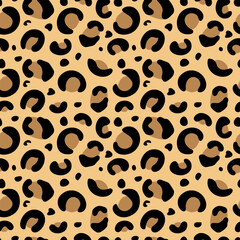 Leopard, seamless animalistic pattern. Abstract illustration. Safari, animal skin. For wallpaper fabric wrapping background.
