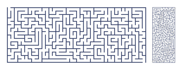 Rectangular maze game template. Maze puzzle with solutions