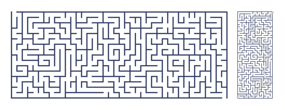 Rectangular maze game template. Maze puzzle with solutions