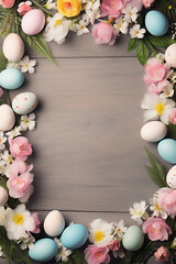 Naklejka na ściany i meble Eggs painted on Easter border frame.