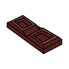 Chocolate of food colorful set. The sweet and decadent bar of chocolate takes the spotlight in a beautifully designed composition against a clean white background. Vector illustration.