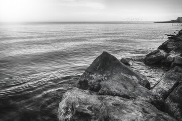 Boulders on the shore of the lake Balaton.