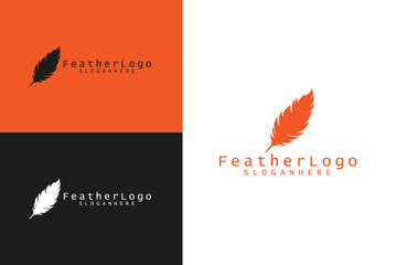 A feather Black and Orange Logo