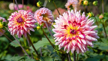 Group of beautiful Dahlia flower in the garden