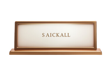 Desk Nameplate on White Isolated on Transparent Background PNG.