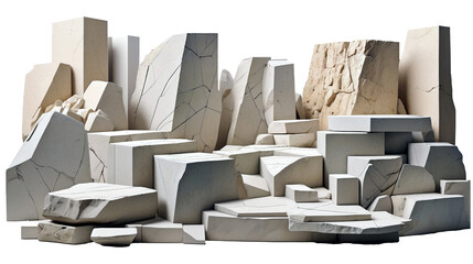 A set of stone slabs of different shapes mounted on each other.