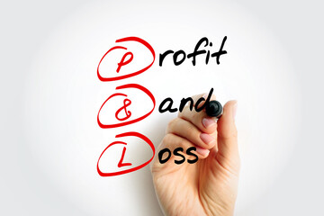 P and L - Profit and Loss acronym, business concept background