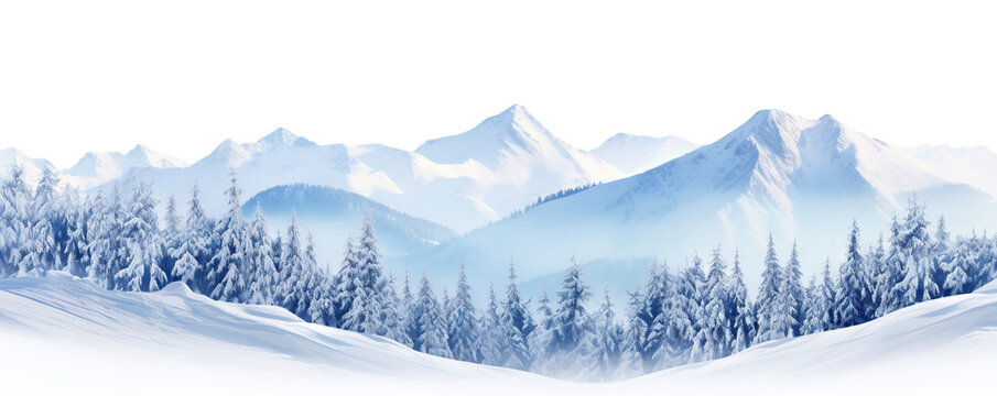 Picturesque landscape with majestic mountain peaks, cut out