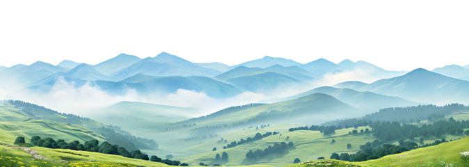 Picturesque landscape with majestic mountain peaks, cut out