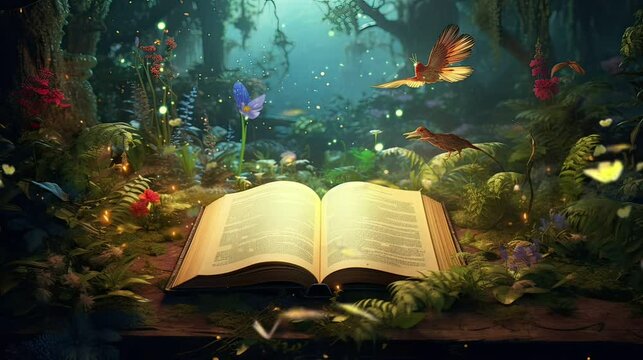 magic book in the forest