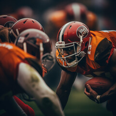 Intense Gridiron Battle: Close-Up Capture of American Football Players in Action