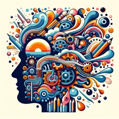Fototapeta premium creative mind art, ai generate