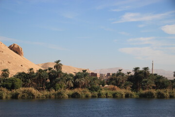 Fototapeta na wymiar Croisière sur le Nil .vue du bord du fleuve (Egypte)