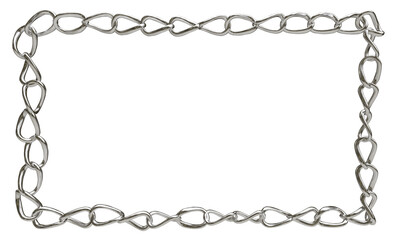 silver chain link rectangle frame jewellery object, transparent background