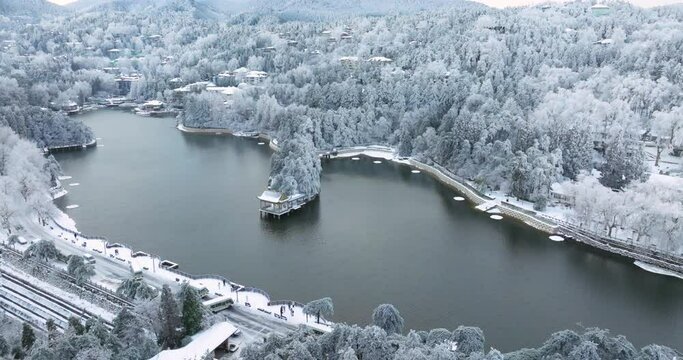 Winter snow scene in Lushan/Mountain Lu National Park Scenic Area, Jiujiang, Jiangxi, China