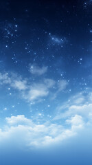 Clear Sky and cloud with shining star vertical phone wallpaper. Created using generative AI.