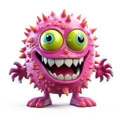 Fototapeta premium 3d cartoon bacteria monster on transparent background, ai technology