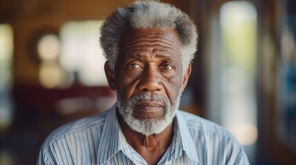 Portrait of african american senior man in a nursing home  - obrazy, fototapety, plakaty
