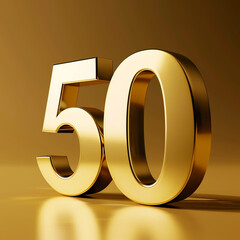 3d golden 50 number on golden background, ai technology