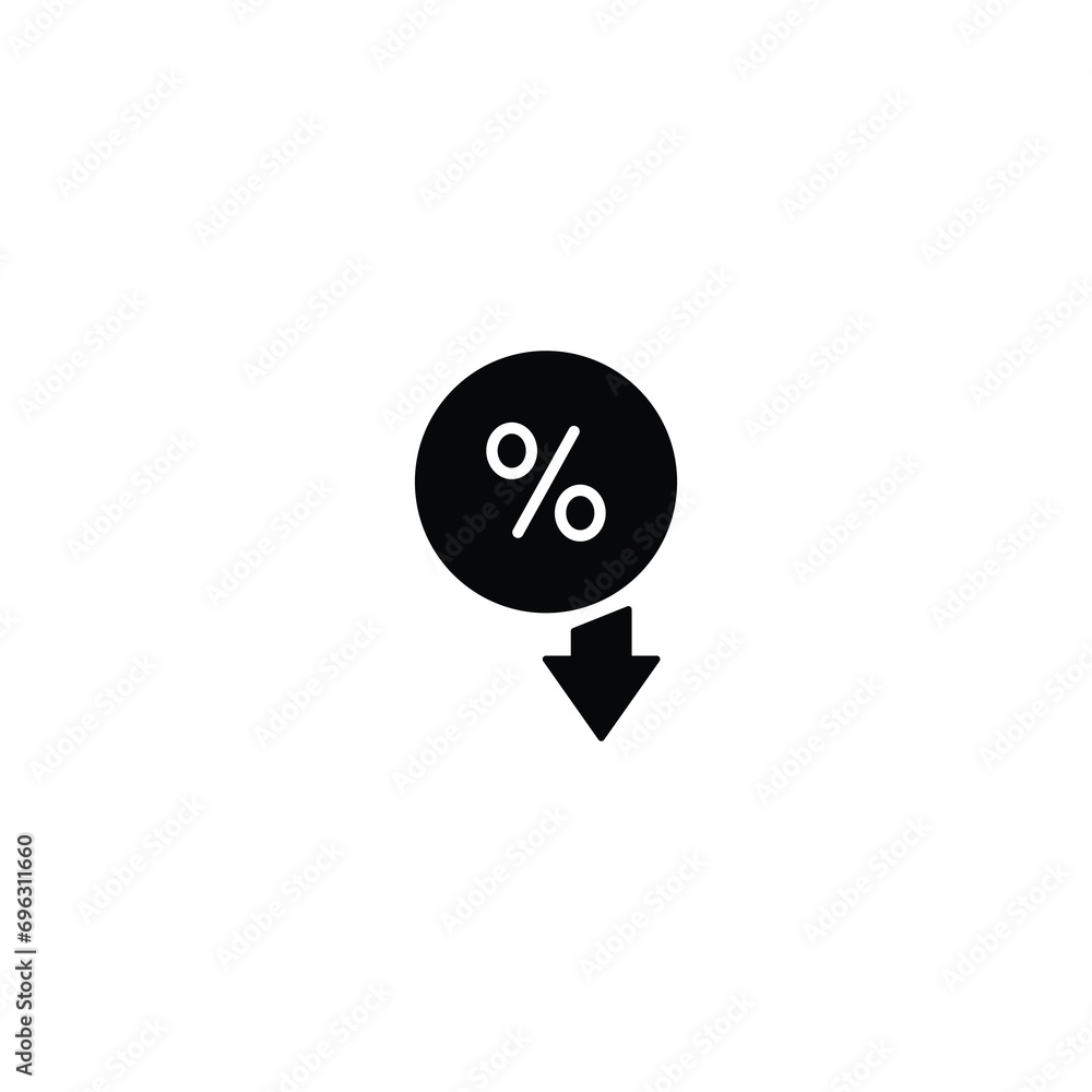 Poster percent down icon, percent down sign vector for web site computer and mobile app
