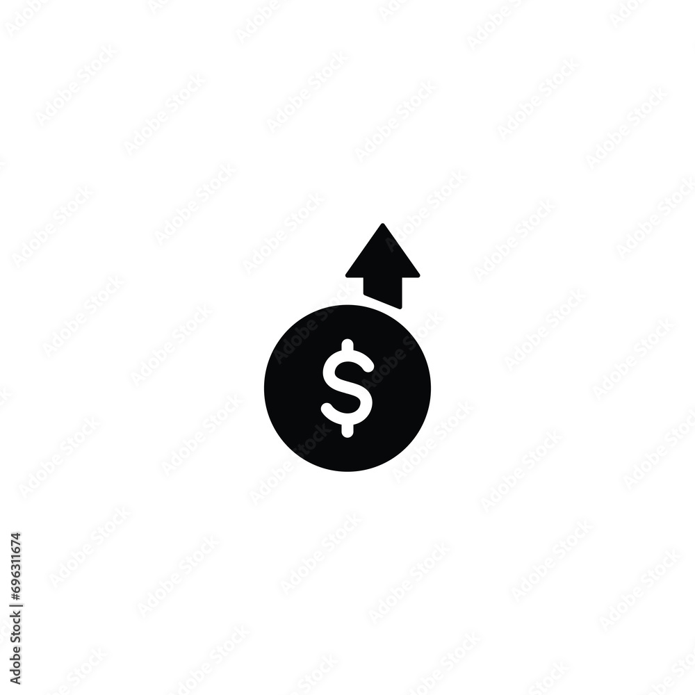 Poster money increases icon vector. dollar up icon symbol vector for web site computer and mobile app
