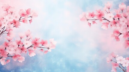 background of fresh cherry blossoms with abstract stylized floral pattern