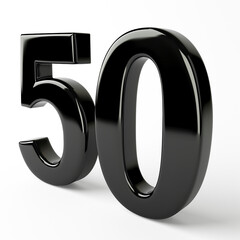 3d soft black 50 number on transparent background, ai technology