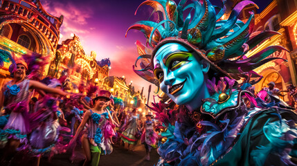 carnival in the sign of dance and colorful costumes and masks