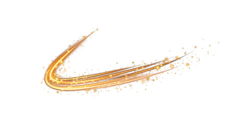 Abstract golden light lines of speed movement. Light everyday glowing effect. Semicircular wave. Light trail curve swirl. Neon lines of speed and fast wind. Optical fiber incandescent. Blue glowing sh