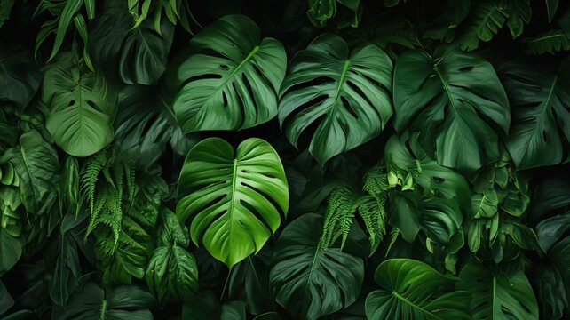 Green Monstera Leaves Adorning Public Space Walls: A Fusion of Nature and Urban Aesthetics