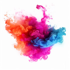 Colorful smoke explosion isolated on a white background