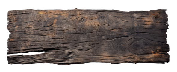 Burnt wooden plank cut out