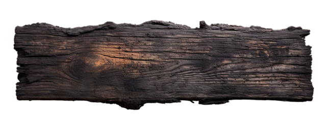 Burnt wooden plank cut out