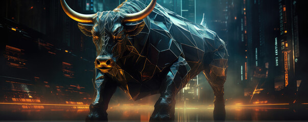 Finance bull market design. Bulls bussiness investment background.