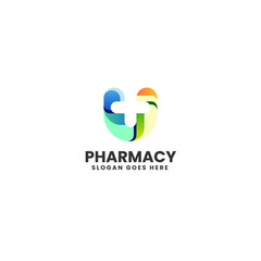 Vector Logo Illustration Pharmacy Gradient Colorful Style