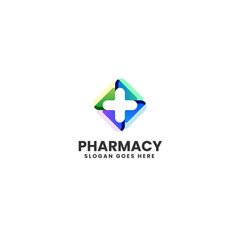 Vector Logo Illustration Pharmacy Gradient Colorful Style