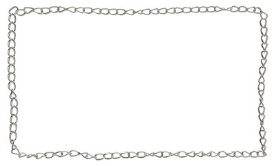 silver chain link rectangle frame jewellery object, transparent background