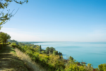 Fototapeta na wymiar View of the Balaton lake from Balatonvilagos.Autumn season.