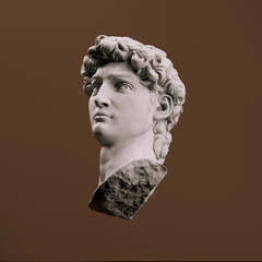 David Michelangelo head sculpture isolated from background 3d rendering - 696318402