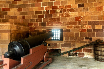 Snake cannon at Castle Clinton or Fort Clinton, located at the southern tip of Manhattan in New...