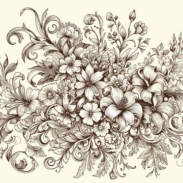 Free vector engraving hand-drawn floral background